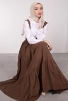 Vêtements hijab BRUN ROBE SALOPETE À LA TAILLE NOUÉE T 60042