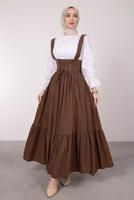 Vêtements hijab BRUN ROBE SALOPETE À LA TAILLE NOUÉE T 60042