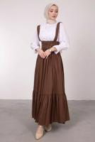 Vêtements hijab BRUN ROBE SALOPETE À LA TAILLE NOUÉE T 60042