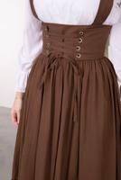 Vêtements hijab BRUN ROBE SALOPETE À LA TAILLE NOUÉE T 60042