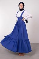 Tesettür giyim LACİVERT BELİ BAĞCIK DETAYLI SALOPET ELBİSE T 60042