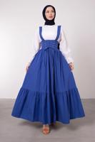 Tesettür giyim LACİVERT BELİ BAĞCIK DETAYLI SALOPET ELBİSE T 60042