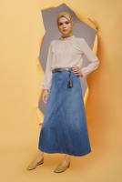 Tesettür giyim LACİVERT ALVİNA CEP DETAYLI DENİM ETEK 60168	