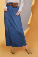 Hijab clothing NAVY BLUE ALVİNA ELASTIC WAIST SKIRT WITH POCKET 60169 