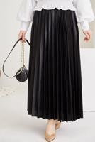 Tesettür giyim SİYAH PİLİSELİ BELİ LASTİKLİ ETEK T 8354