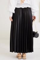 Tesettür giyim SİYAH PİLİSELİ BELİ LASTİKLİ ETEK T 8354