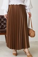 Tesettür giyim KAHVE PİLİSELİ BELİ LASTİKLİ ETEK T 8354