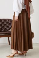 Tesettür giyim KAHVE PİLİSELİ BELİ LASTİKLİ ETEK T 8354