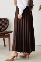 Tesettür giyim KAHVE PİLİSELİ BELİ LASTİKLİ ETEK T 8354