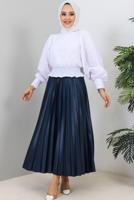 Vêtements hijab BLEU MARINE JUPE PLISSÉE À TAILLE ÉLASTIQUE T 8354