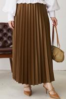 Tesettür giyim TABA PİLİSELİ BELİ LASTİKLİ ETEK T 8354