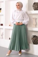 Vêtements hijab VERT JUPE PLISSÉE À TAILLE ÉLASTIQUE T 8354