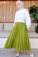 Vêtements hijab VERT JUPE PLISSÉE À TAILLE ÉLASTIQUE T 8354