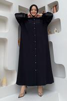 Tesettür giyim SİYAH ZİNCİR PÜSKÜL DETAYLI YARASA KOL FERACE T 2287