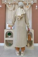 Vêtements hijab BEIGE PARDESSUS AVEC POCHE DÉTAIL BOUTONS ÉPAULES T 4087