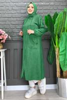Tesettür giyim YEŞİL OMUZLARI DÜĞME DETAYLI CEPLİ KAP T 4087