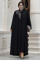 Vêtements hijab NOIR ROBE BRODÉE GEMMES T 5087