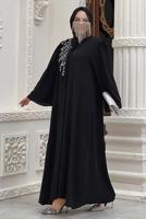 Vêtements hijab NOIR ROBE BRODÉE GEMMES T 5087