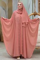 Vêtements hijab POUDRE COSTUME 2 PIÈCES BRODÉ AVEC TULLE T 6773