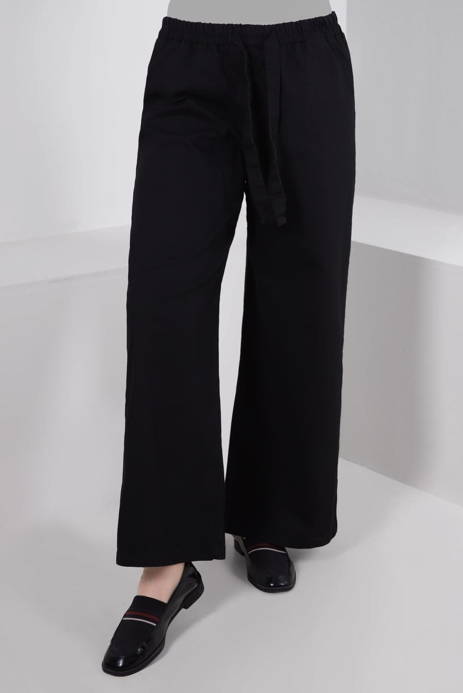 Vêtements hijab NOIR PANTALON LARGE À TAILLE ÉLASTIQUE T 0215