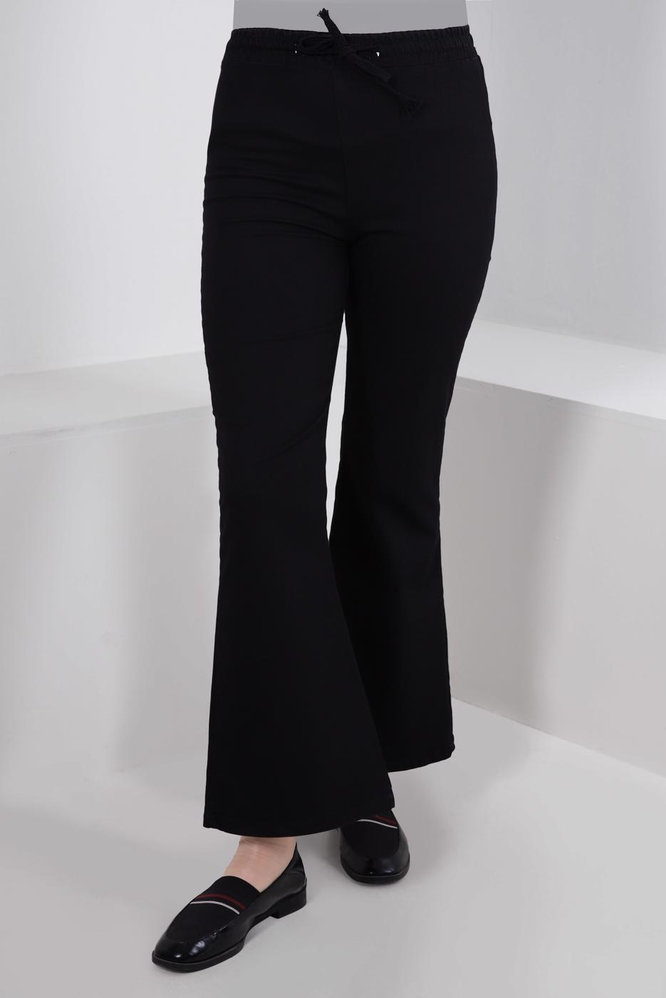 Tesettür giyim SİYAH İSPANYOL PAÇA DENİM PANTOLON T 0405