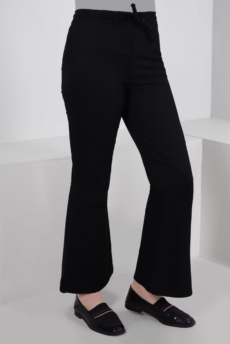 Tesettür giyim SİYAH İSPANYOL PAÇA DENİM PANTOLON T 0405