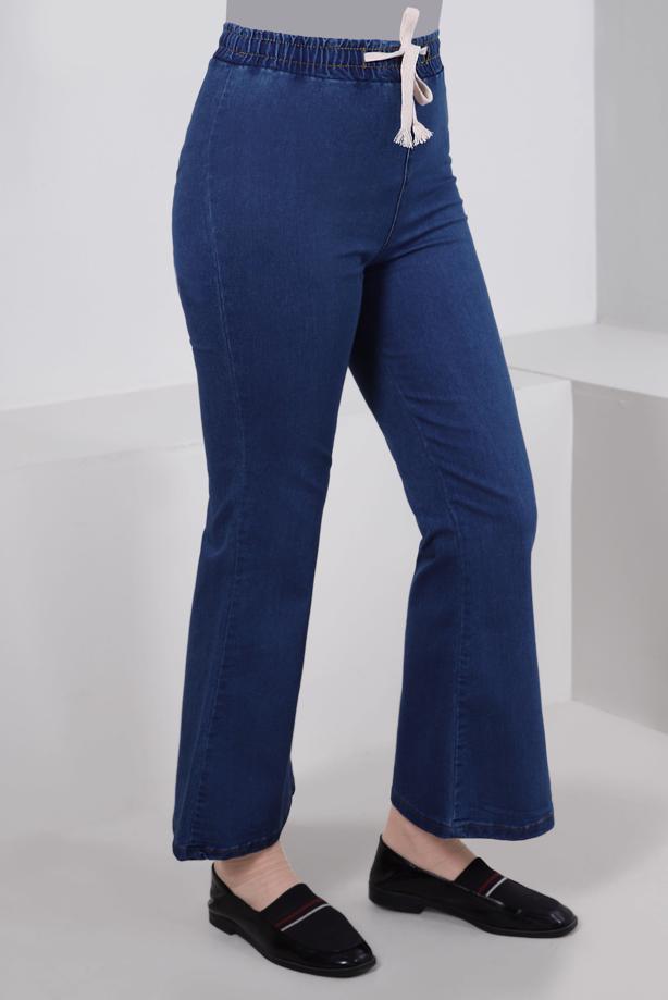 Tesettür giyim LACİVERT İSPANYOL PAÇA DENİM PANTOLON T 0405 - TRENDTESETTÜR