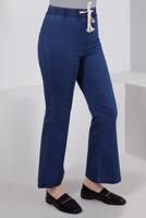 Tesettür giyim LACİVERT İSPANYOL PAÇA DENİM PANTOLON T 0405