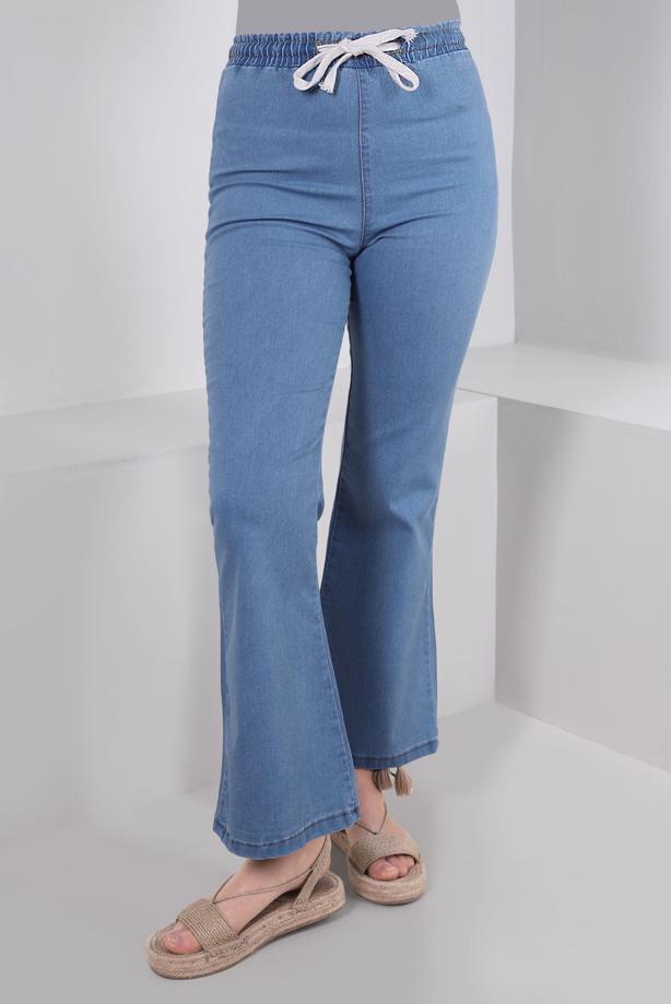 Tesettür giyim MAVİ İSPANYOL PAÇA DENİM PANTOLON T 0405 - TRENDTESETTÜR