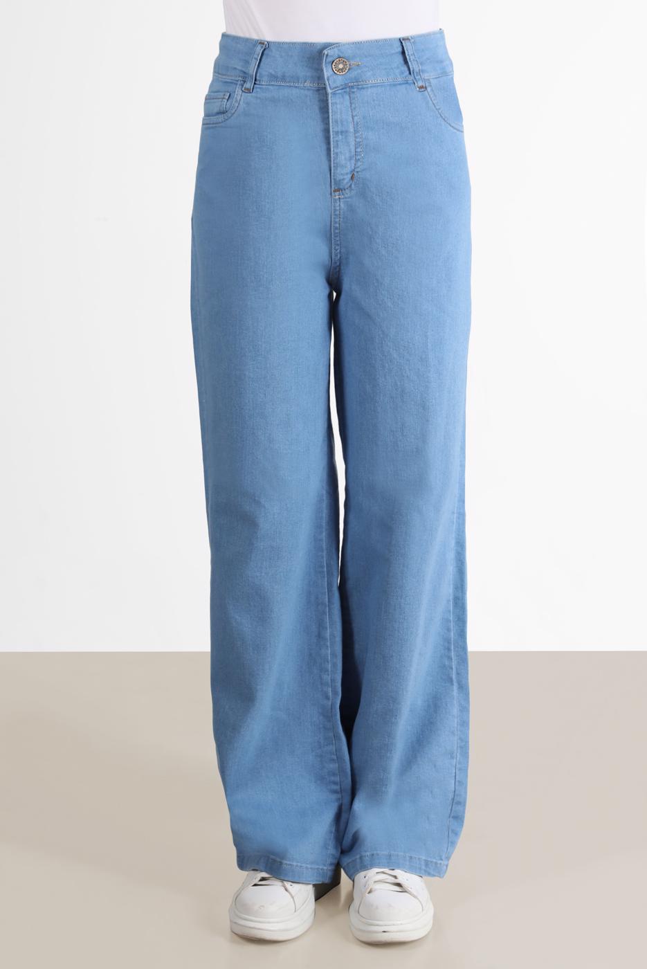 Tesettür giyim MAVİ BOL KESİM DENİM PANTOLON T 0505