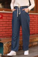 Tesettür giyim MAVİ GENİŞ PAÇA CEPLİ DENİM PANTOLON T 0601