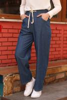 Tesettür giyim MAVİ GENİŞ PAÇA CEPLİ DENİM PANTOLON T 0601