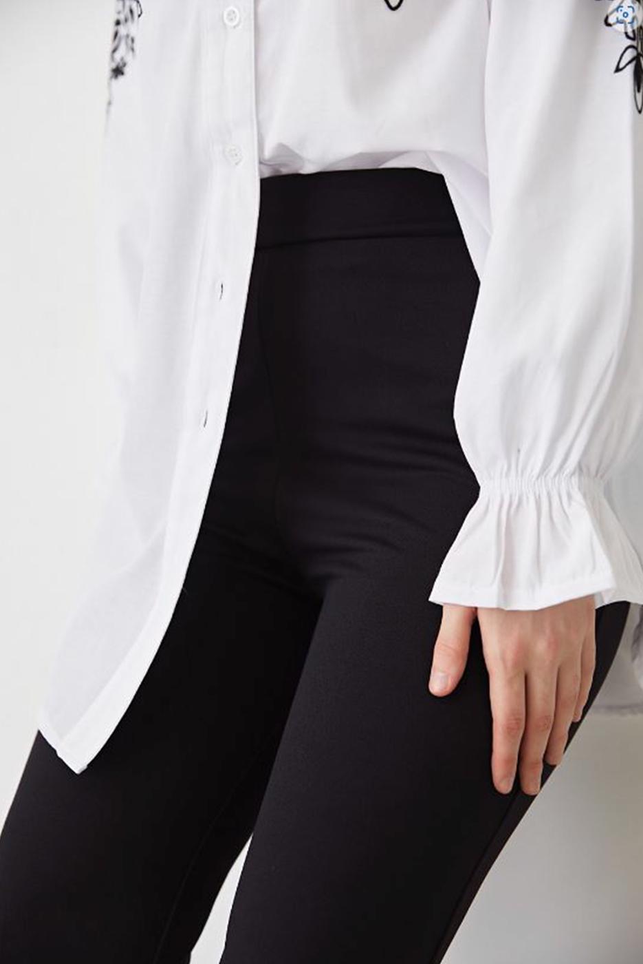 Vêtements hijab NOIR PANTALON FLARE À TAILLE ÉLASTIQUE T 602