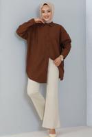 Tesettür giyim EKRU İSPANYOL PAÇA BELİ LASTİKLİ PANTOLON T 602