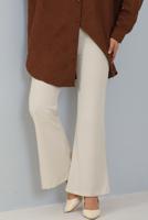 Tesettür giyim EKRU İSPANYOL PAÇA BELİ LASTİKLİ PANTOLON T 602