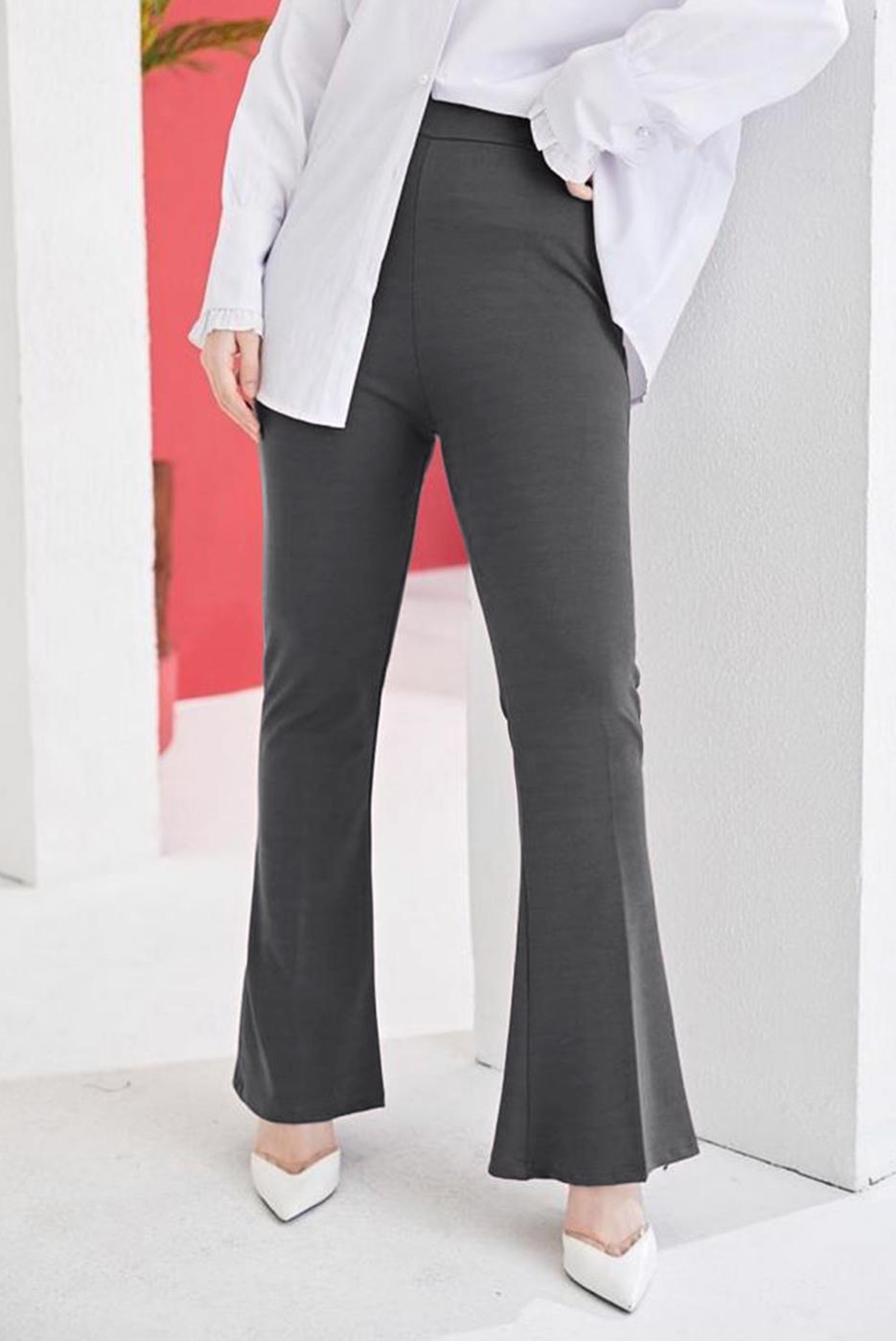 Vêtements hijab GRIS PANTALON FLARE À TAILLE ÉLASTIQUE T 602