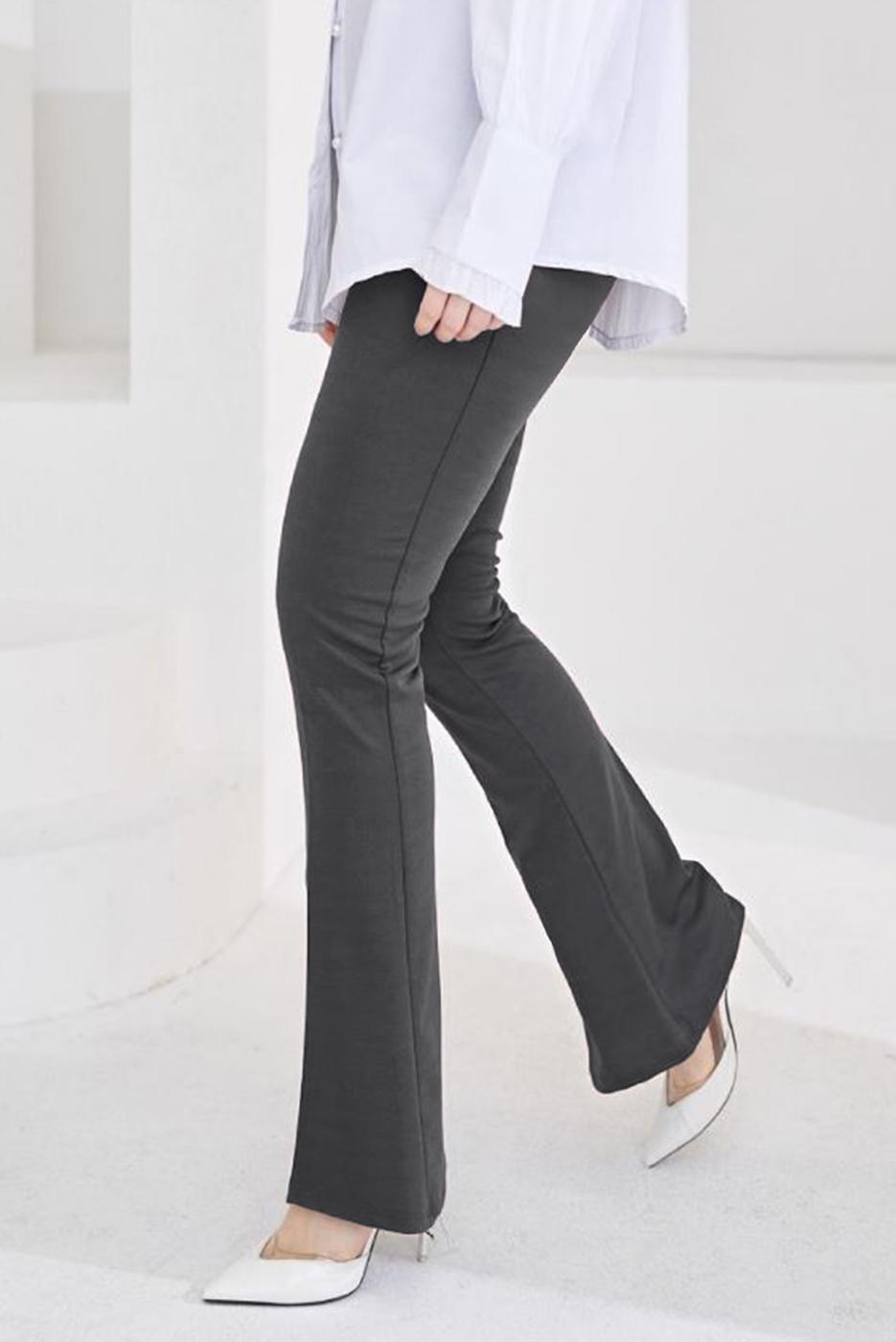 Vêtements hijab GRIS PANTALON FLARE À TAILLE ÉLASTIQUE T 602