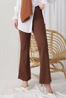 Tesettür giyim KAHVE İSPANYOL PAÇA BELİ LASTİKLİ PANTOLON T 602