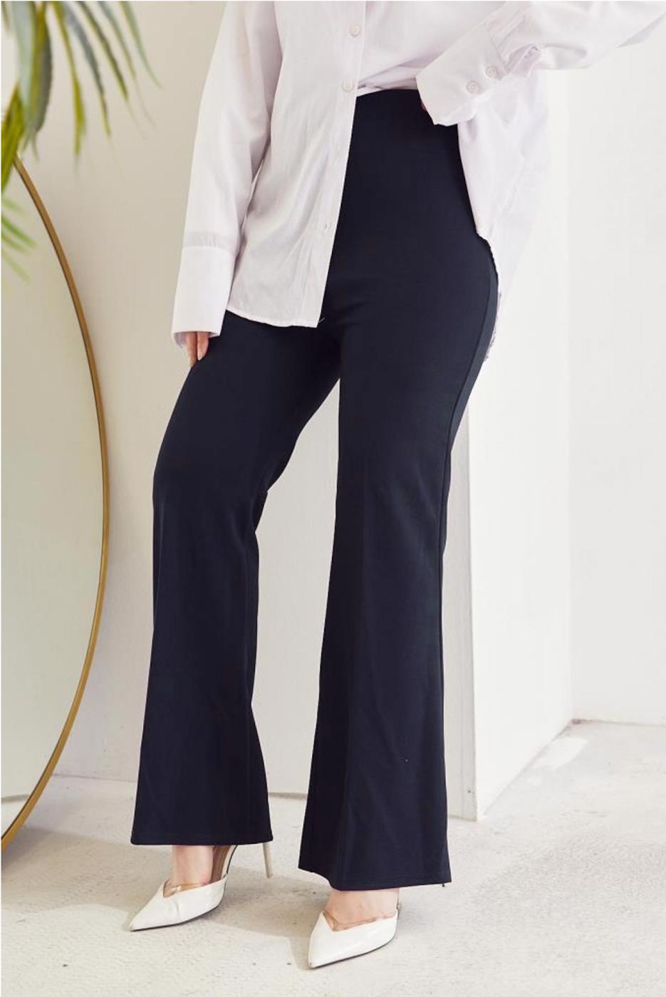 Tesettür giyim LACİVERT İSPANYOL PAÇA BELİ LASTİKLİ PANTOLON T 602