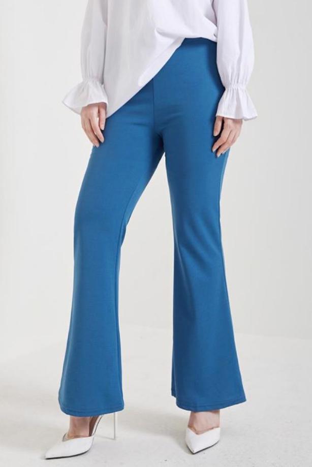 Tesettür giyim LACİVERT İSPANYOL PAÇA BELİ LASTİKLİ PANTOLON T 602 - TRENDTESETTÜR