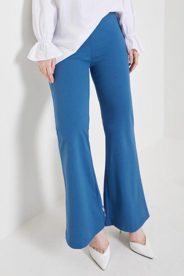 Tesettür giyim LACİVERT İSPANYOL PAÇA BELİ LASTİKLİ PANTOLON T 602 - TRENDTESETTÜR