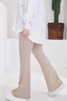 Hijab clothing BEIGE FLARE PANTS WITH ELASTIC WAIST T 602
