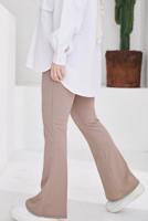 Tesettür giyim VİZON İSPANYOL PAÇA BELİ LASTİKLİ PANTOLON T 602