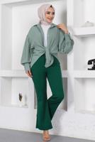 Vêtements hijab VERT PANTALON FLARE À TAILLE ÉLASTIQUE T 602