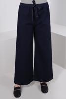 Tesettür giyim LACİVERT BELİ BAĞLAMALI GENİŞ PAÇA PANTOLON T 1215