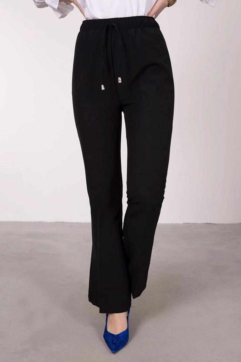 Tesettür giyim SİYAH BELİ BAĞCIKLI İSPANYOL PAÇA PANTOLON T 20001 