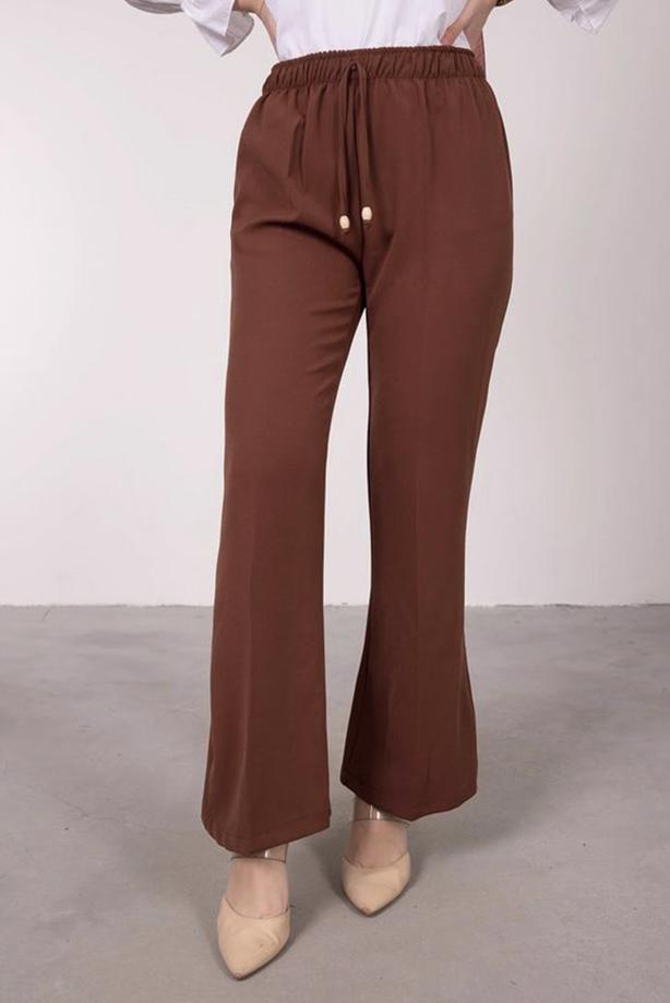 Tesettür giyim KAHVE BELİ BAĞCIKLI İSPANYOL PAÇA PANTOLON T 20001  - TRENDTESETTÜR