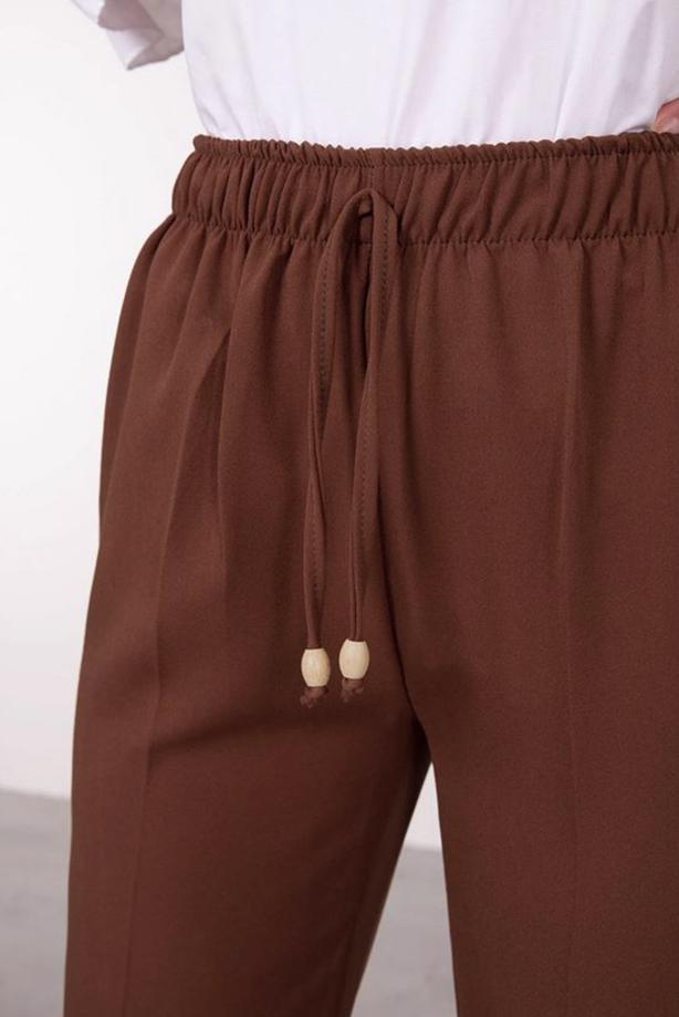 Tesettür giyim KAHVE BELİ BAĞCIKLI İSPANYOL PAÇA PANTOLON T 20001  - TRENDTESETTÜR