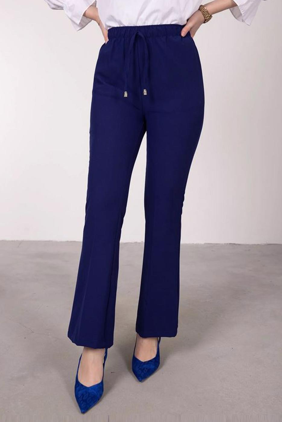 Tesettür giyim LACİVERT BELİ BAĞCIKLI İSPANYOL PAÇA PANTOLON T 20001 