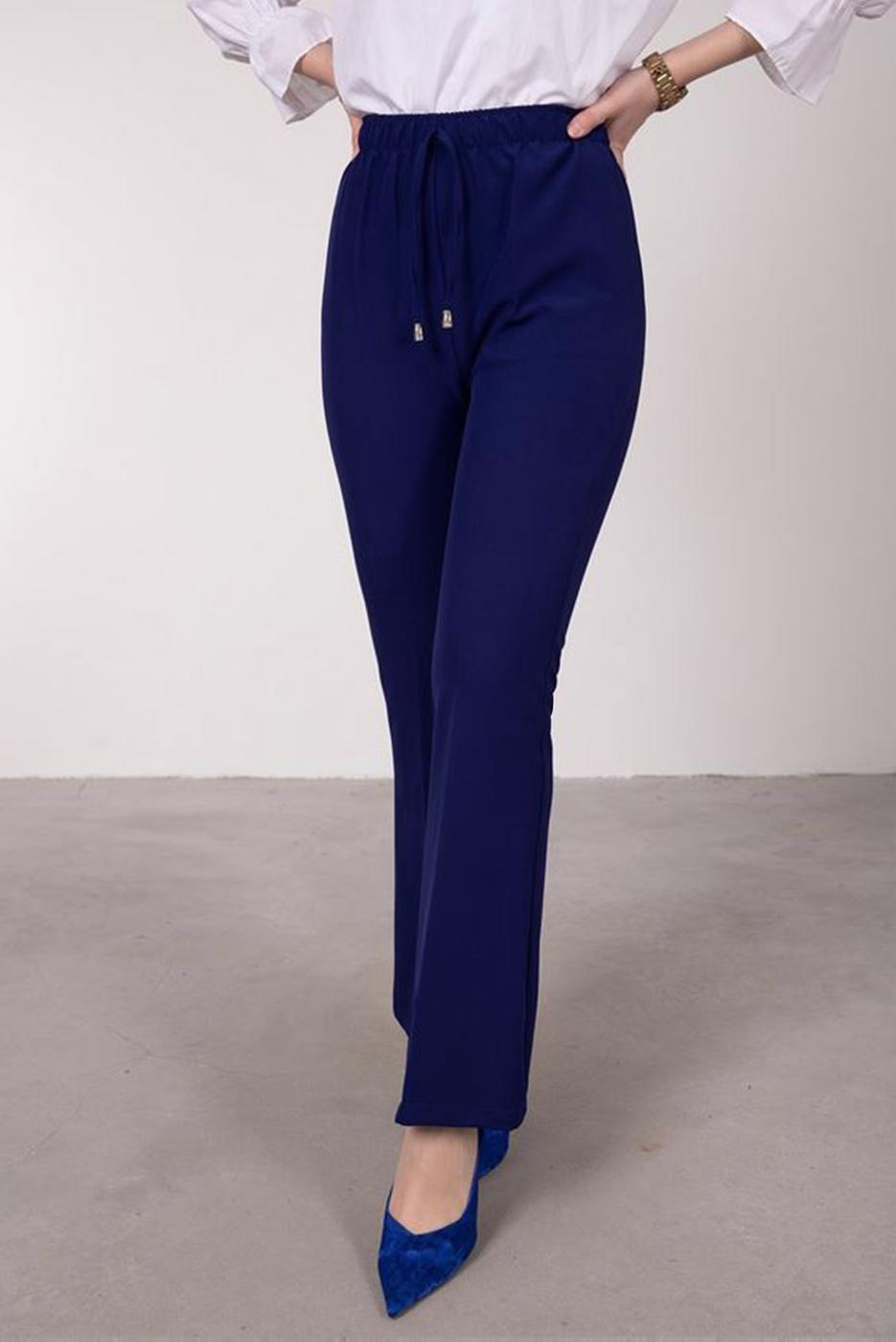 Tesettür giyim LACİVERT BELİ BAĞCIKLI İSPANYOL PAÇA PANTOLON T 20001 